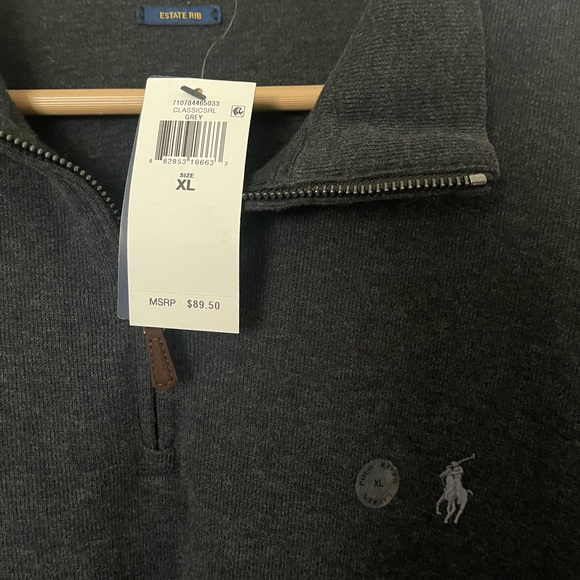 Polo Ralph Lauren Estate-Rib Quarter-Zip Pullover Size XL Gray NEW - Picture 4 of 6
